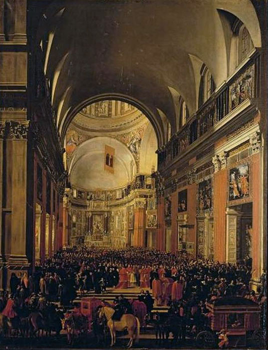 Filippo Gagliardi, Le Pape Urbain VIII visite l'église de Gesù le 2 octobre 1639 (Andrea Sacchi, Filippo Gagliardi, Jean Miel)